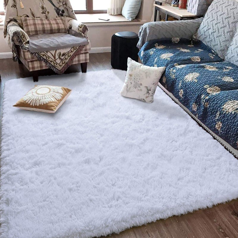 Ultra Soft White Rugs for Bedroom 4x6 Feet Fluffy Shag Area Rugs for Living Room Large Comfy Furry Rug for Girls Kids Baby Room Decor Non Slip Nursery Rug Modern Indoor Fuzzy Floor Carpet
