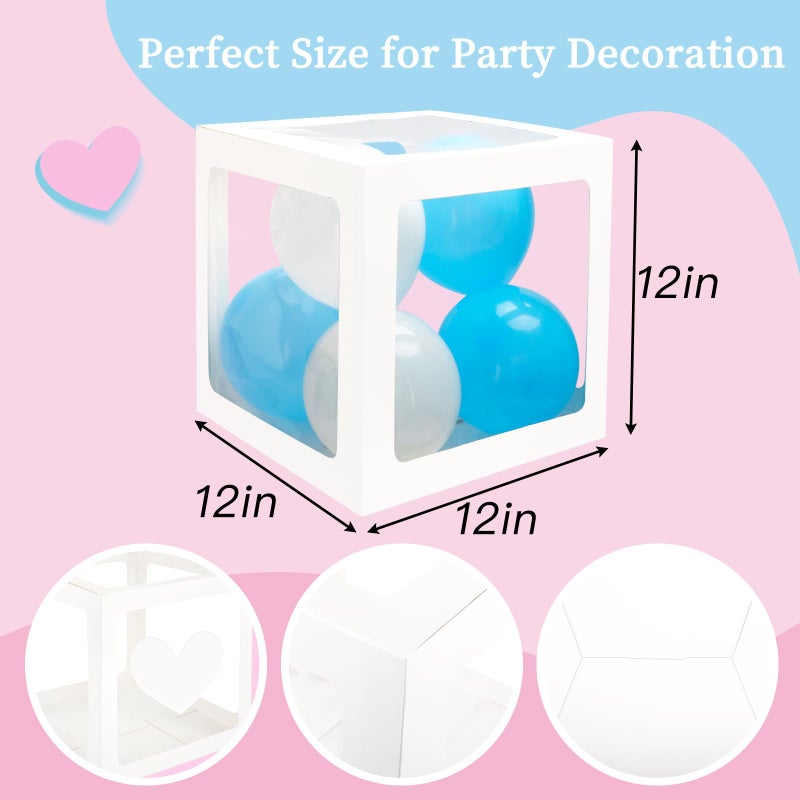RUBFAC Baby Boxes with 41 Letters and 36 Balloons, 4pcs Clear Balloon Boxes for Baby Shower Gender Reveal Girl Boy Blocks Birthday Party Decorations - Image 3