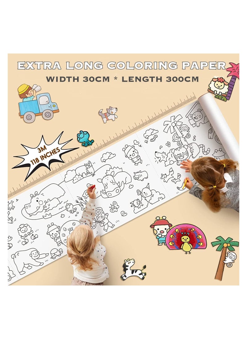 Dubkart Children's Drawing Paper Roll, Coloring Paper Roll for Kids, 300 * 30cm Large Coloring Poster for Toddlers, Stickable Drawing Paper Roll, DIY Painting Ideal Gift for Class Home Birthday Party  - Image 2