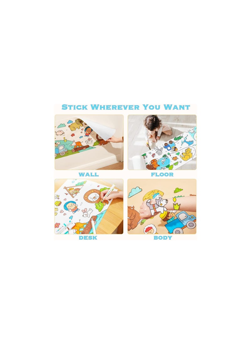 Dubkart Children's Drawing Paper Roll, Coloring Paper Roll for Kids, 300 * 30cm Large Coloring Poster for Toddlers, Stickable Drawing Paper Roll, DIY Painting Ideal Gift for Class Home Birthday Party  - Image 4