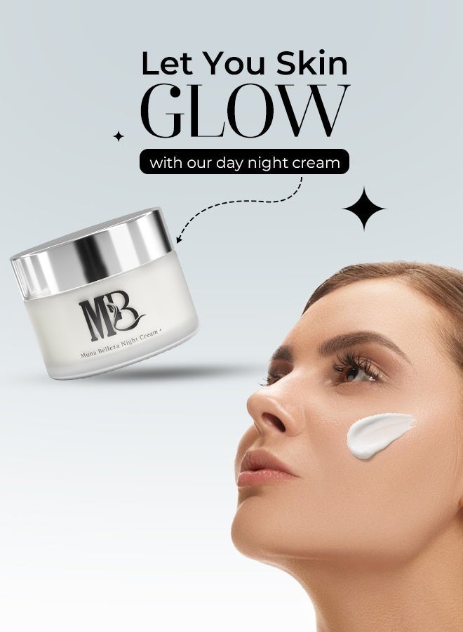 Muna Belleza Whitening Cream Face Moisturizer Day and Night Set for Melasma Pigmentation Dark Spots Anti-Aging with Niacinamide Arbutin Vitamin C All Skin Types 2 x 30g - Image 5