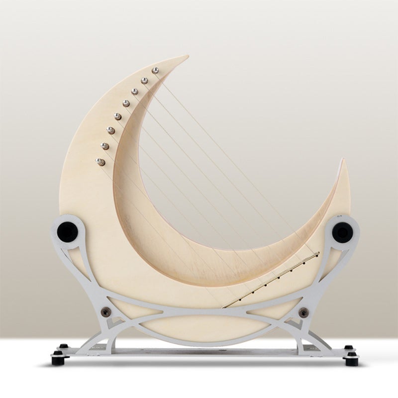 8-String Crescent Moon Type Lyre: High-Quality Solid Wood Construction, Compact Lightweight Design - Versatile Mini Stringed Instrument for Beginners, Experienced Players, Musicians and Collectors - Image 3