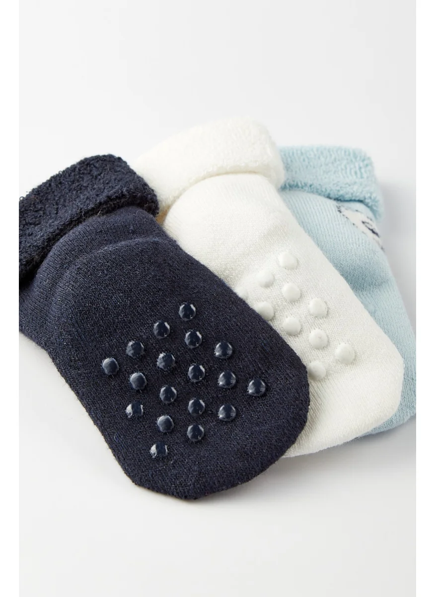 جون 3-pack Towel Anti-Slip Bear Patterned Baby Socks