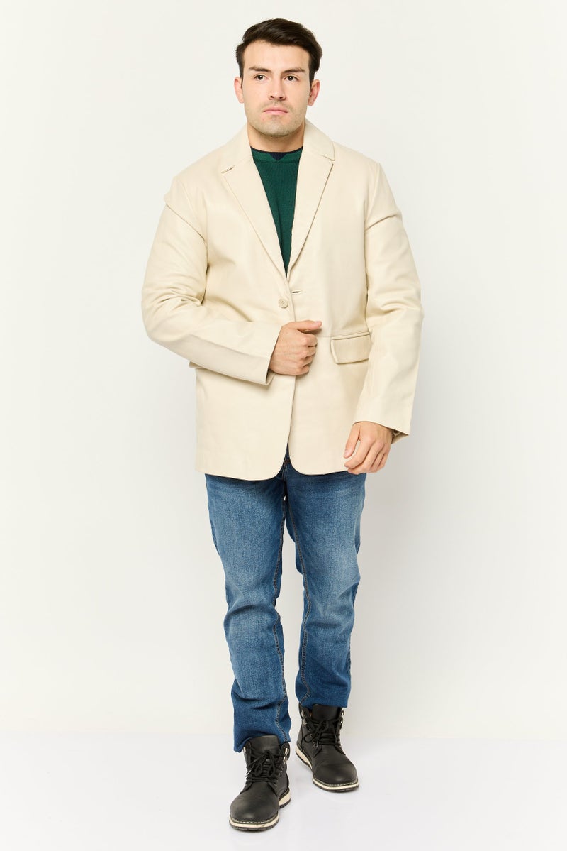 Asos Design Men Regular Fit Plain Semi-Formal Blazer, Cream  - Image 1