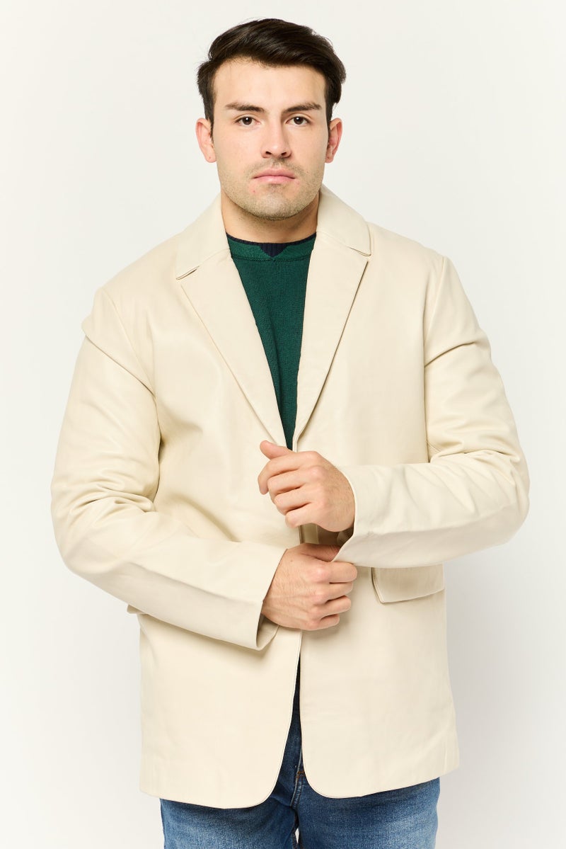 Asos Design Men Regular Fit Plain Semi-Formal Blazer, Cream  - Image 2