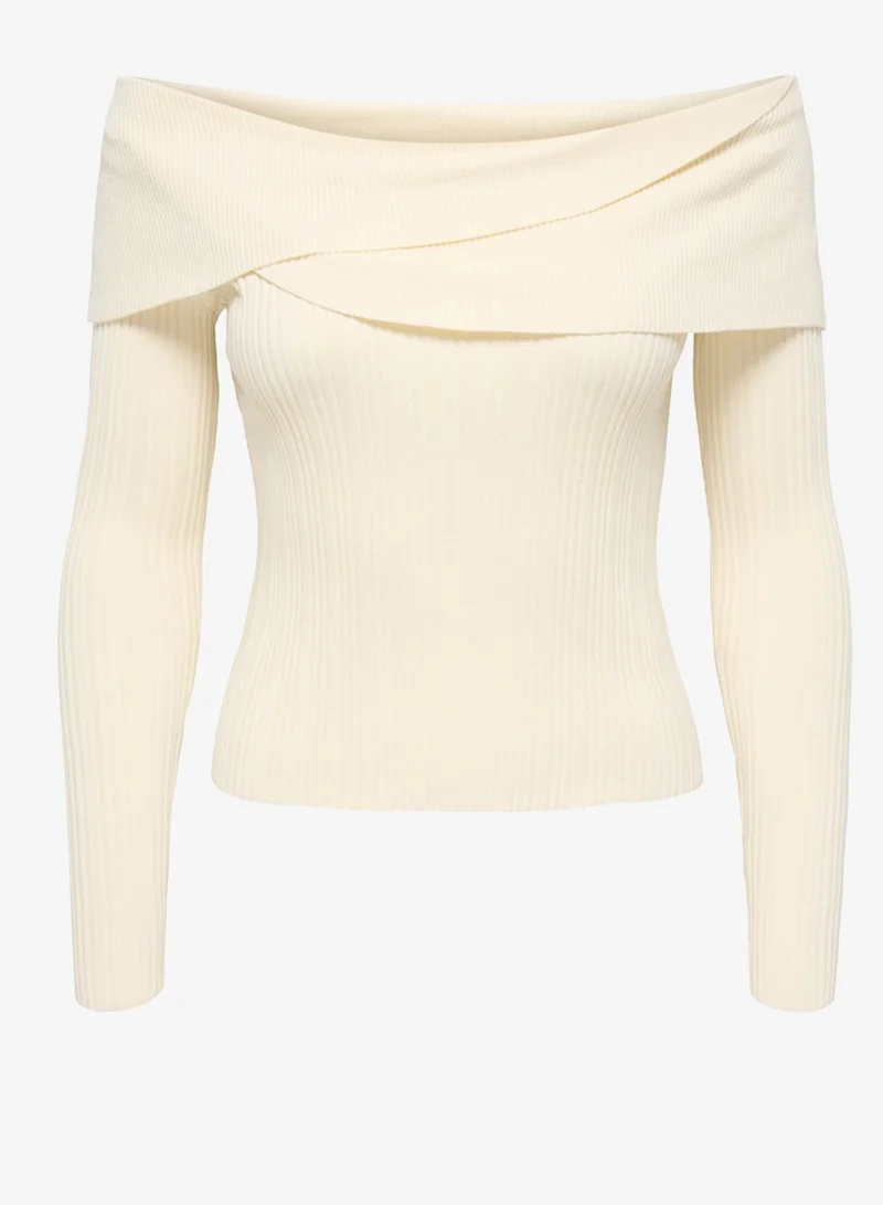 Onlmeddi Ribbed Off Shoulder Knit sweater