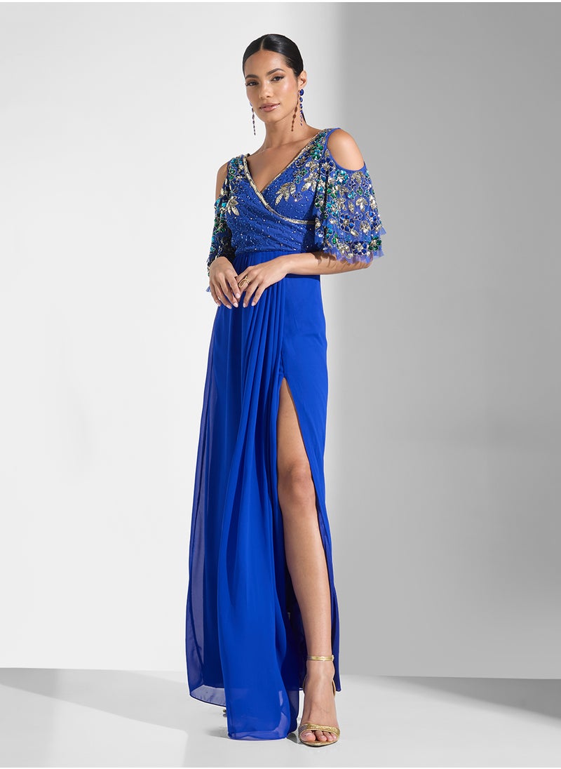 Virgos Lounge V-Neck Side Slit Dress  - Image 1