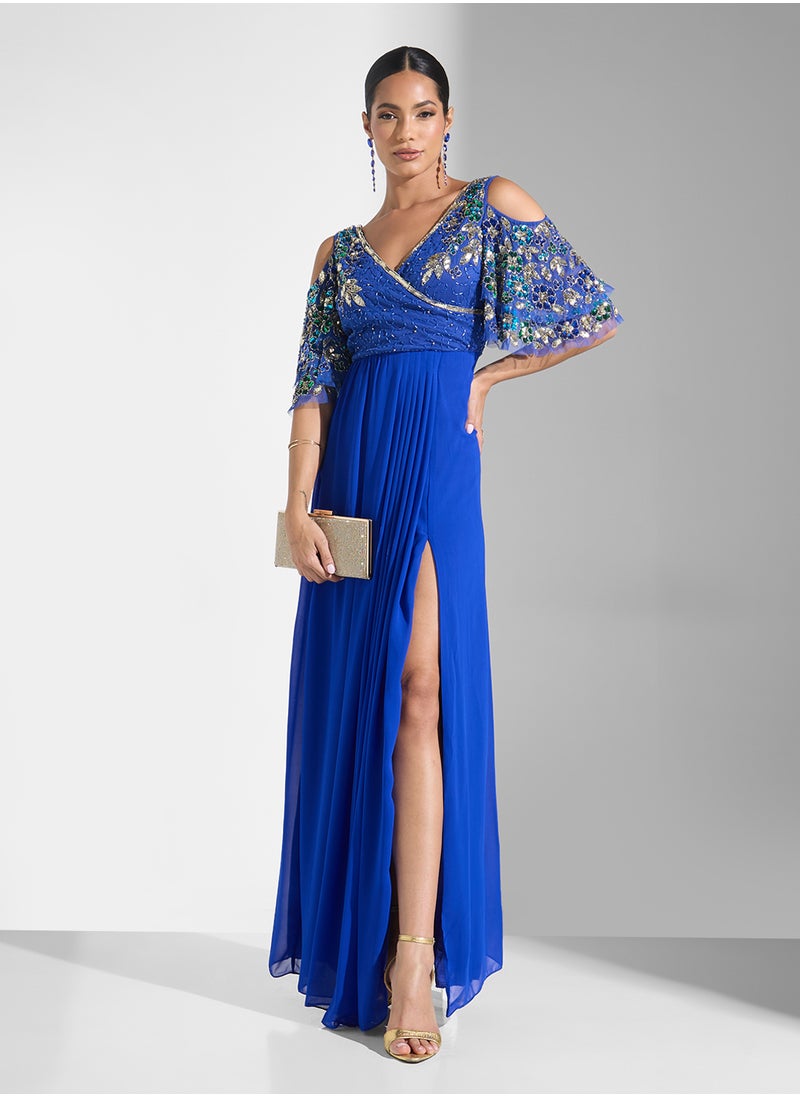 Virgos Lounge V-Neck Side Slit Dress  - Image 4