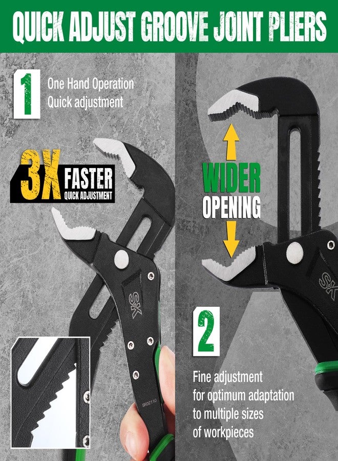 SK 10-Inch Quick Adjust Groove Joint Pliers, Water Pump Pliers, Premium CR-V Construction, SureGrip V-Jaw Design with Comfortable Grips - Image 5