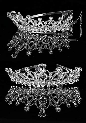 ZOCONE Birthday Tiara Crown for Women Girls, 2 Pack Crystal Princess Tiara for Women, Bridal Crowns for Wedding Party, Hair Accessories Headband with Combs - Image 4