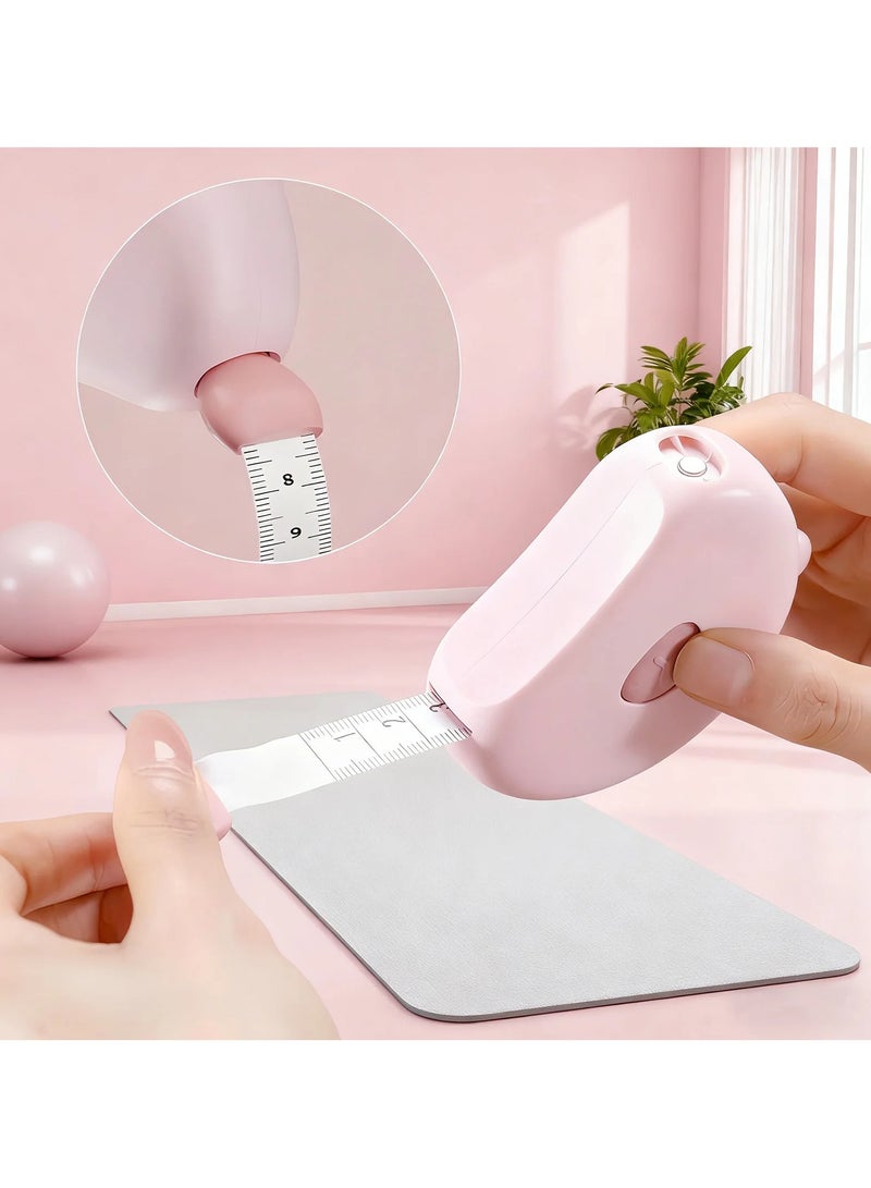 كومبي شريط قياس الجسم المحمول للاستخدام المنزلي، ميزان قياس الخصر، شريط قياس مغناطيسي قابل للسحب، مسطرة قماشية ناعمة 150 سم، لون وردي - Image 3