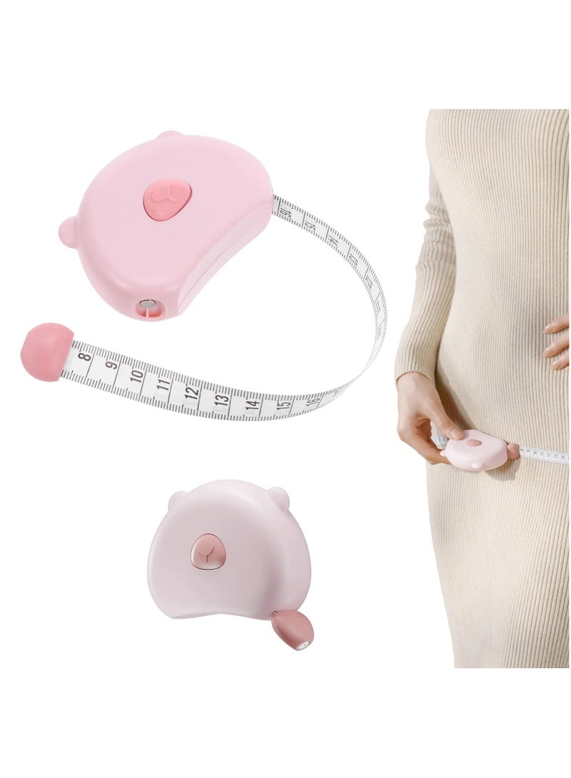 كومبي شريط قياس الجسم المحمول للاستخدام المنزلي، ميزان قياس الخصر، شريط قياس مغناطيسي قابل للسحب، مسطرة قماشية ناعمة 150 سم، لون وردي - Image 1