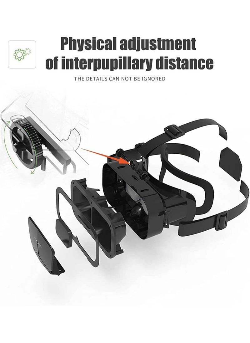 VR 3D Virtual Reality Headset + Controller (Support 4.7-7.2 inch mobile phones)  Adjustable Soft and Comfortable VR Glasses for TV, Movies and Video Games Compatible iOS, Android