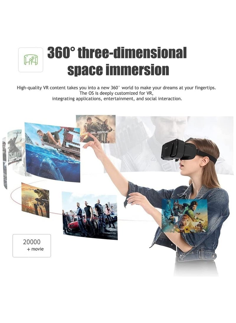 VR 3D Virtual Reality Headset + Controller (Support 4.7-7.2 inch mobile phones)  Adjustable Soft and Comfortable VR Glasses for TV, Movies and Video Games Compatible iOS, Android