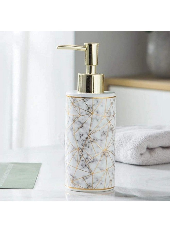 SKYWALK Modern Style Ceramic Liquid Soap Dispenser for Bathroom & Kitchen (250 ml)(Metallic Gold)