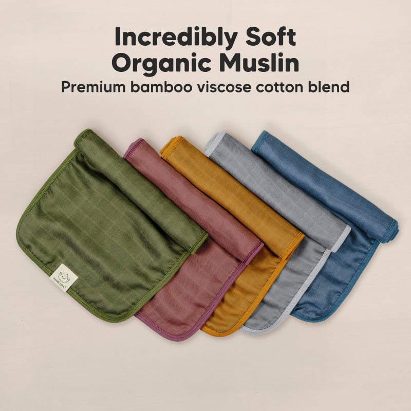 KeaBabies Cotton Muslin Burp Cloths Baby Boy, Girl - 5-Pack Soft & Absorbent Burping Cloth for Babies, Large Baby Towels & Washcloths for Newborn, Spit Up Rags, No Shrink, 20x10" (Corals) - Image 4