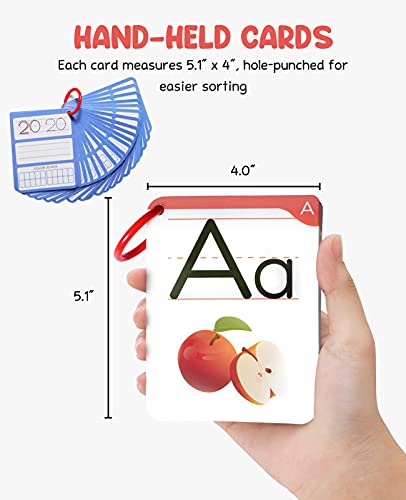 Gamenote Dry Erase Alphabet and Number Flash Cards - Write and Wipe Laminated ABC Letter Tracing Practice Card for Kindergarten (47 Flashcards with 2 Rings and Marker) - Image 4
