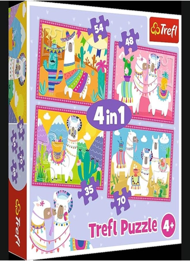 Trefl TREFL Puzzles 4in1 Llamas on vacation 