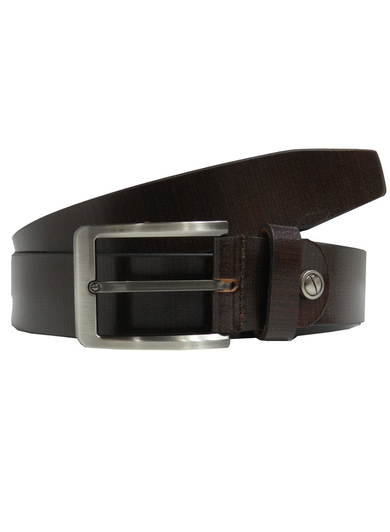 LAVERI LEATHER GENUINE LEATHER 35MM FORMAL AND CASUAL BROWN BELT FOR MENS - Image 1