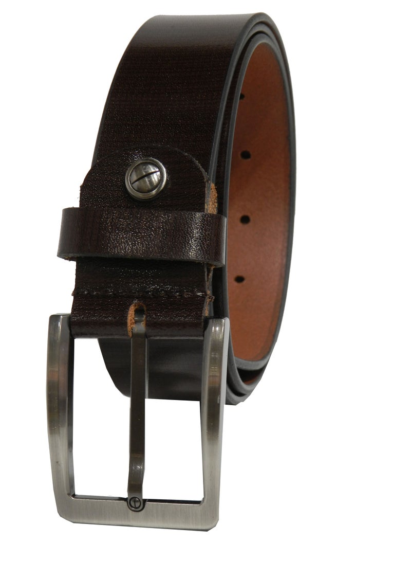 LAVERI LEATHER GENUINE LEATHER 35MM FORMAL AND CASUAL BROWN BELT FOR MENS - Image 4