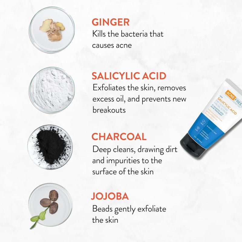 AcneFree Blackhead Removing Exfoliating Face Scrub with 2% Salicylic Acid and Charcoal Jojoba, 5 Ounce - Pack of 2 - Image 5