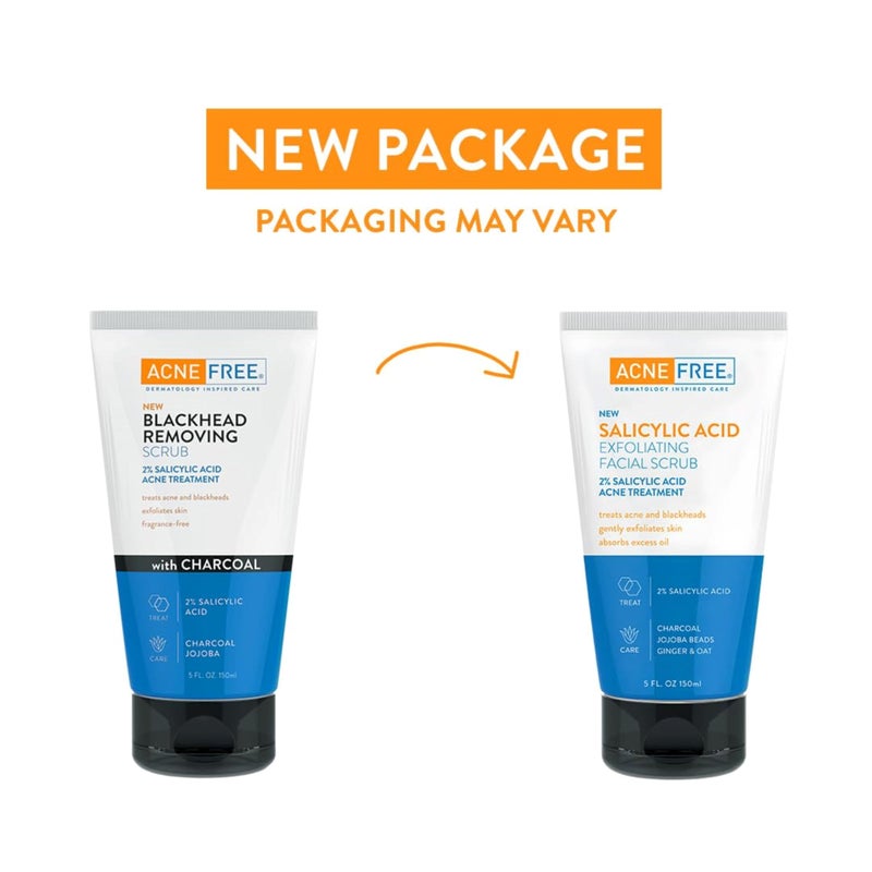 AcneFree Blackhead Removing Exfoliating Face Scrub with 2% Salicylic Acid and Charcoal Jojoba, 5 Ounce - Pack of 2 - Image 2