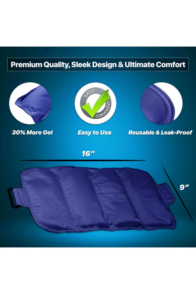 أيه بي جي وسادة جل حرارية وباردة قابلة لإعادة الاستخدام بحجم كبير مع أحزمة قابلة للتمدد – لتسكين آلام الجسم بالكامل في الظهر والبطن والساقين والكتفين – مرنة، مضادة للتسرب وآمنة للميكروويف والفريزر - Image 3