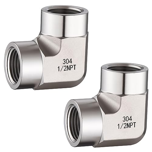 Windblowgrass Stainless Steel Pipe Fitting,90 Degree Barstock Street Elbow, 1/2" NPT Female x 1/2" NPT Female (Pack of 2) - Image 1