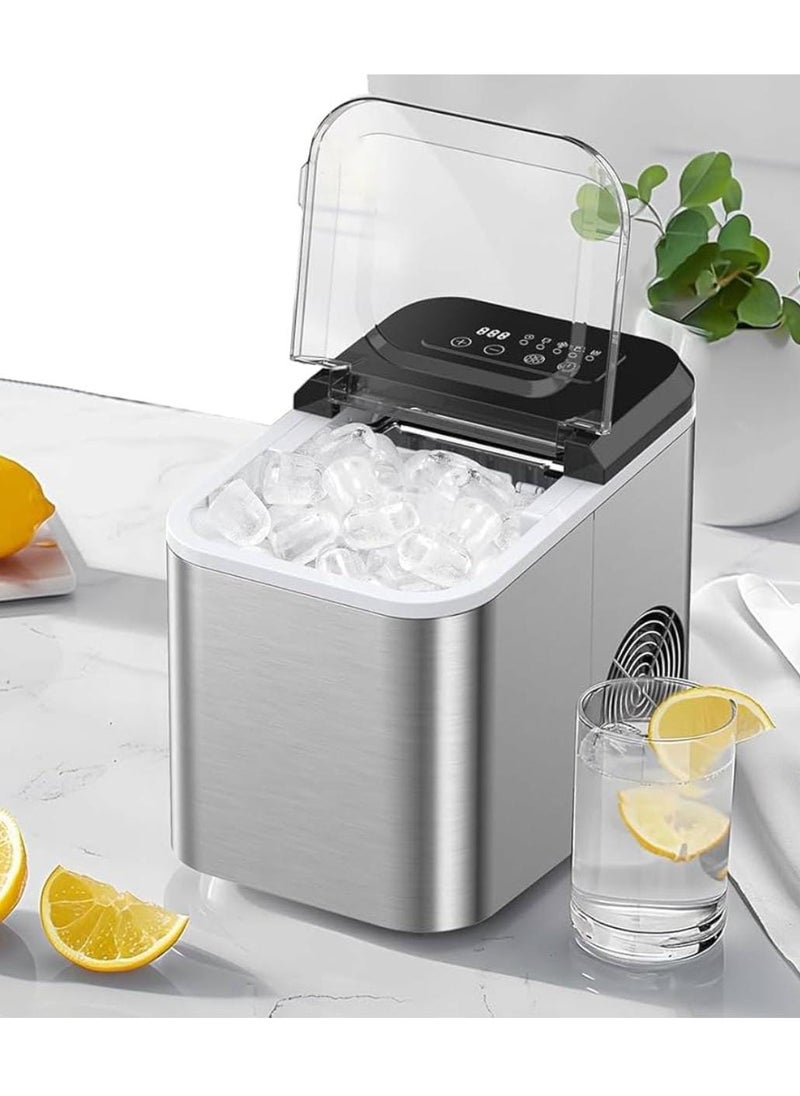 Generic Ice Maker Machine 1.6L – 12kg/24hrs Capacity, Two Ice Cube Sizes (Small & Large), Fast Ice Making, Compact Countertop Design – Silver Finish  - Image 3