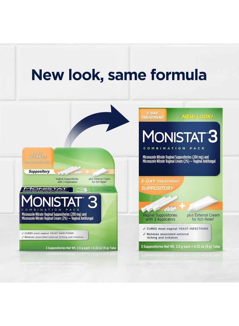Monistat  3-Day Treatment Combination, 3 Suppositories x. 2.5 g + Itch Relief Cream Tube 9 g Packaging may vary - Image 5