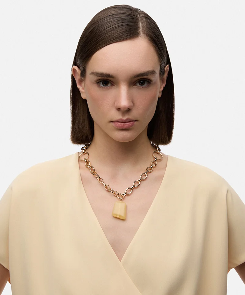 ابيكول Chain Necklace with Resin Pendant