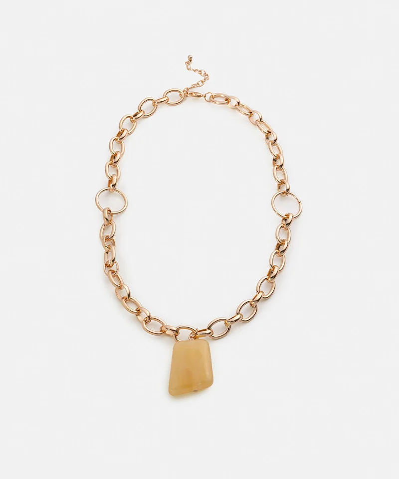 ابيكول Chain Necklace with Resin Pendant