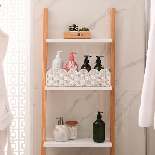 HOSROOME Toilet Paper Storage Basket Bathroom Counter Organizer Wicker Baskets for Organizing Cute Basket for Bedroom Nursery Room Kitchen Bathroom Decor-White - Image 5