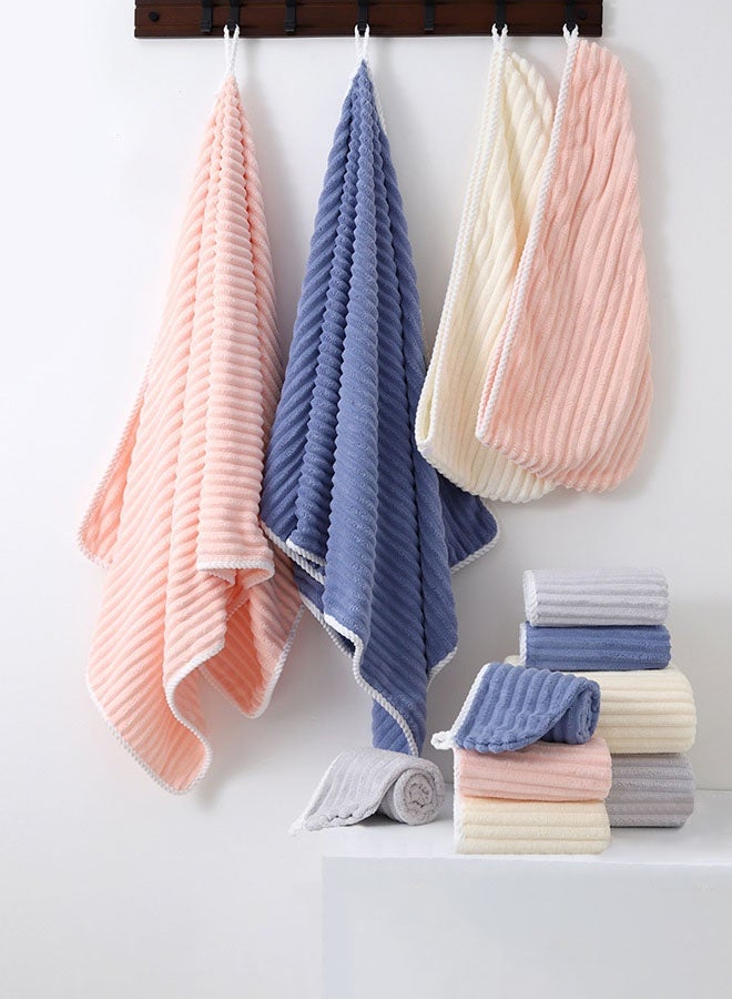 Hanayo 3 Pcs Towel Set Bathroom Face Hair Bath Towel Set Soft Towel Fast Absorbent Skin-friendly and Soft Includes Bath Face and Hair Towel (Blue) - Image 3