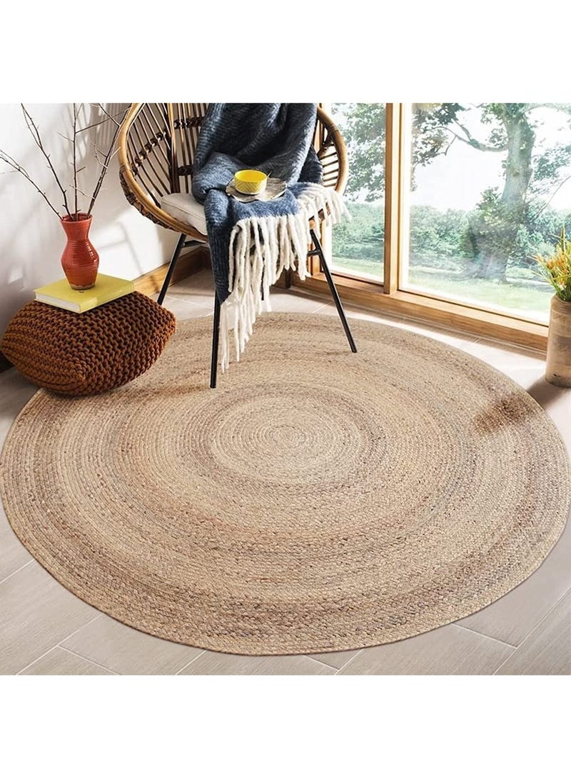 LINGWEI Nattural Jute Rug Carpet Hand Woven Door Mat Area Rug 120x120cm - Image 2