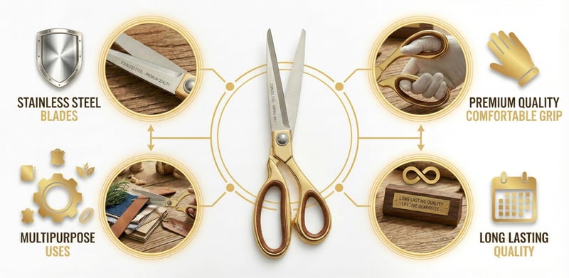 Mario Scissors for Sewing-Tailoring 8 inches - Gold Sharp Cloth Cutting Scissors, Comfortable Grip, Easy to Handel - Stainless Steel Blade Scissors - MS 36 - Image 4