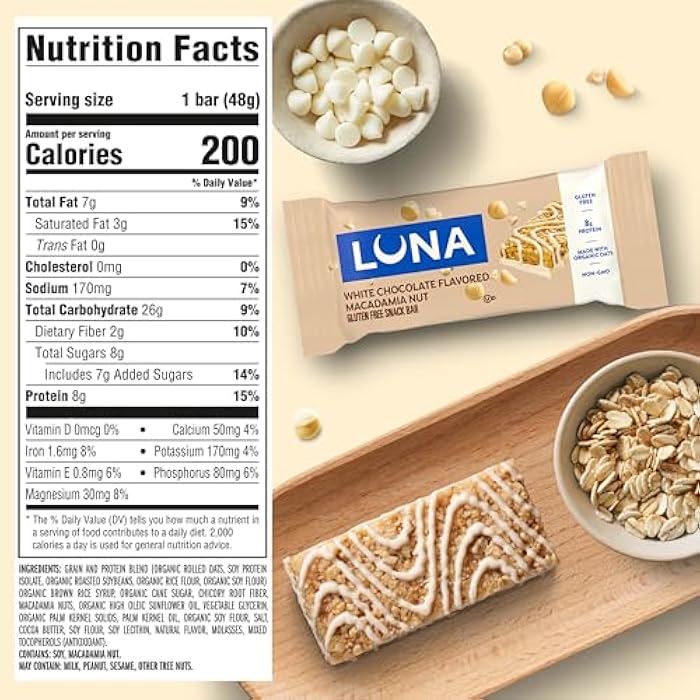 LUNA BAR Clif, Bar Luna White Chocolate Macadamia 15 Count, 25.35 Ounce - Image 2