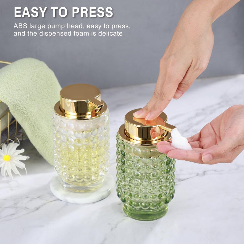 LEICURACE Glass Foaming Hand Soap Dispenser for Bathroom Decor with Pumpï¼ˆFoam Type/Greenï¼‰ - Image 3