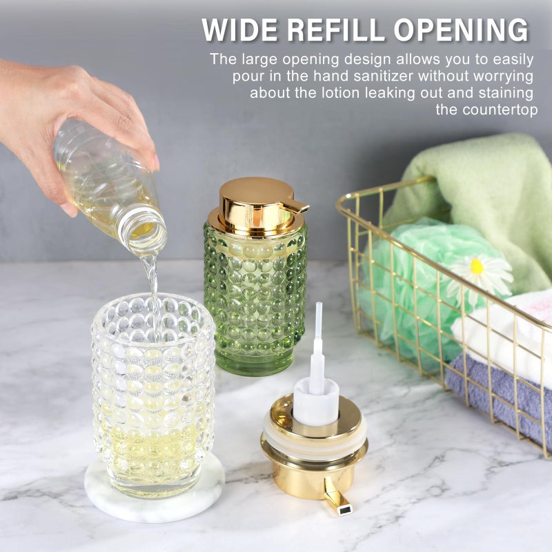LEICURACE Glass Foaming Hand Soap Dispenser for Bathroom Decor with Pumpï¼ˆFoam Type/Greenï¼‰ - Image 5
