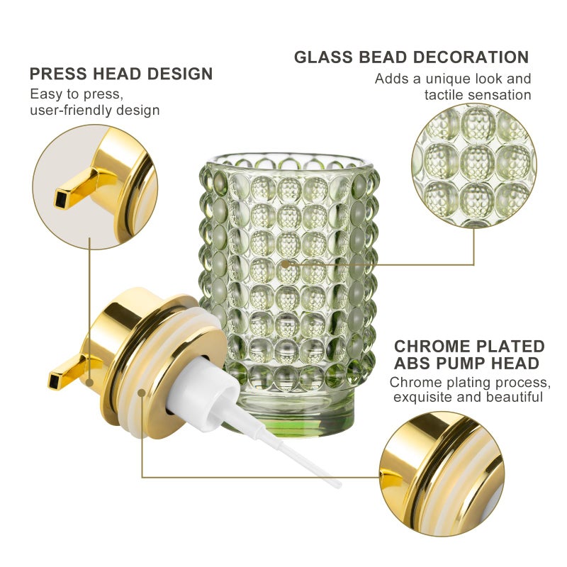 LEICURACE Glass Foaming Hand Soap Dispenser for Bathroom Decor with Pumpï¼ˆFoam Type/Greenï¼‰ - Image 4
