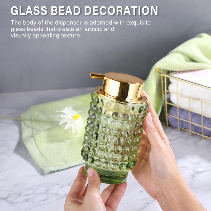 LEICURACE Glass Foaming Hand Soap Dispenser for Bathroom Decor with Pumpï¼ˆFoam Type/Greenï¼‰ - Image 2
