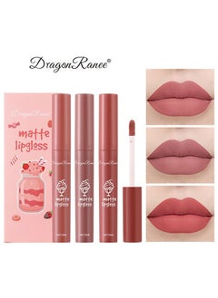 Dragon Ranee 3Pcs Nude Matte Lipstick Set, Long-Lasting Waterproof Lipsticks Non-Stick Cup Not Fade Lip Gloss, Smooth Crayon Lip Stain Set Lip Makeup Liquid Lipstick for Women  - Image 1