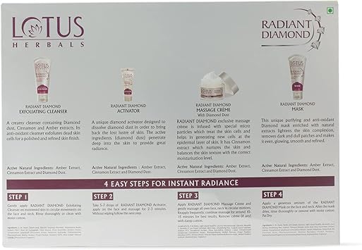 LOTUS HERBALS Lotus Herbals Radiant Diamond Facial Kit With Diamond Dust Cinnamon 170g Multi Use  - Image 2