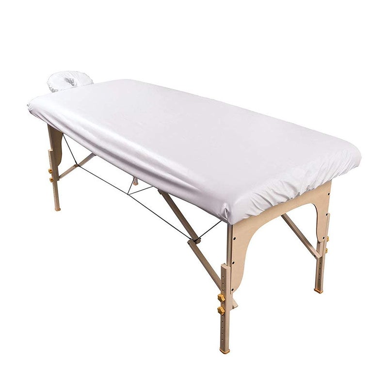 ForPro Professional Collection ForPro Professional Collection Waterproof Massage Table Cover Protective Spa Treatment Sheet Set for Massage Tables Machine Washable Includes Massage Fitted Sheet and Face Rest Cover White 