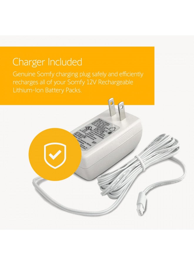SOMFY Somfy Lithium Ion Battery 2 Pack & Charger Bundle - Power & Charge Blinds, Shades, Curtains - Long-Lasting, Easy to Install - Wall Mounting Clips Included Power Multiple Motors - #9021217, 9025166  - Image 4