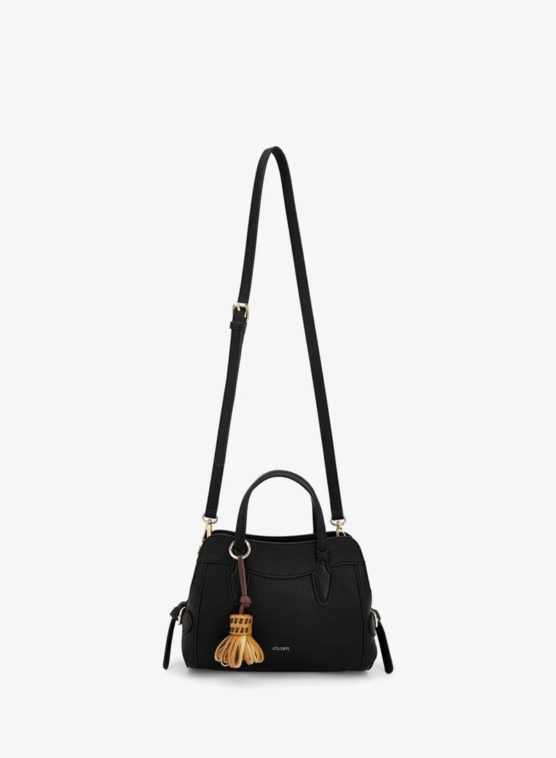 سيليست Textured Crossbody Bag With Tassel Detail