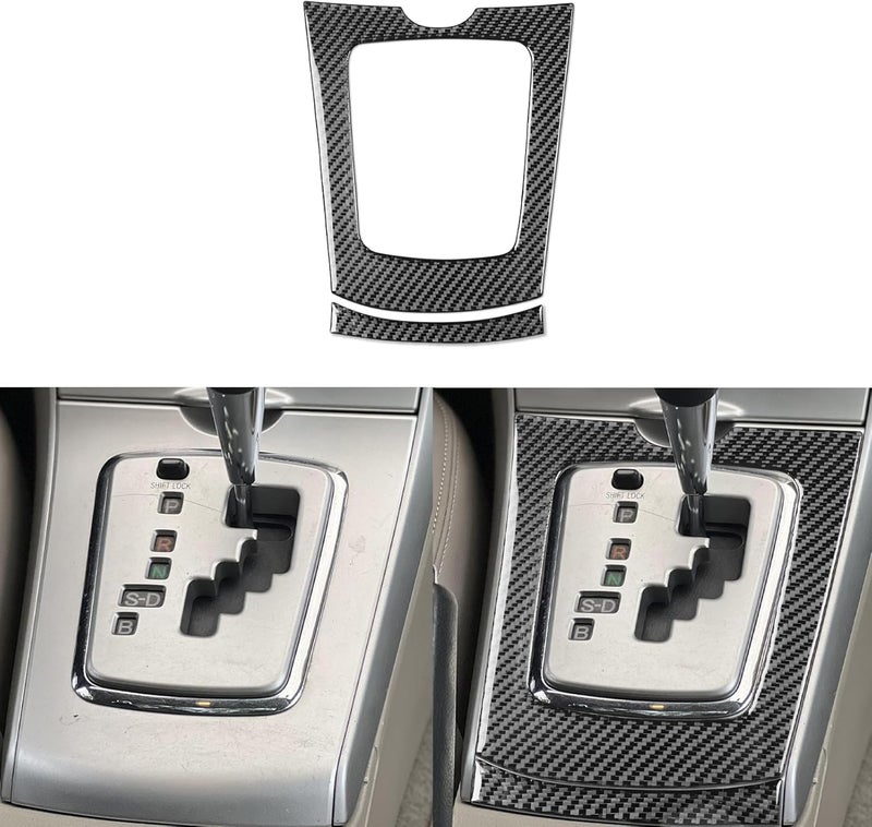 PJFUS Real Premium Carbon Fiber Car Center Console Gear Shift Outer Frame Panel Trim Sticker Auto Interior Accessories Compatible with Toyota Corolla 2009 2010 2011 2012 2013 Black - Image 1