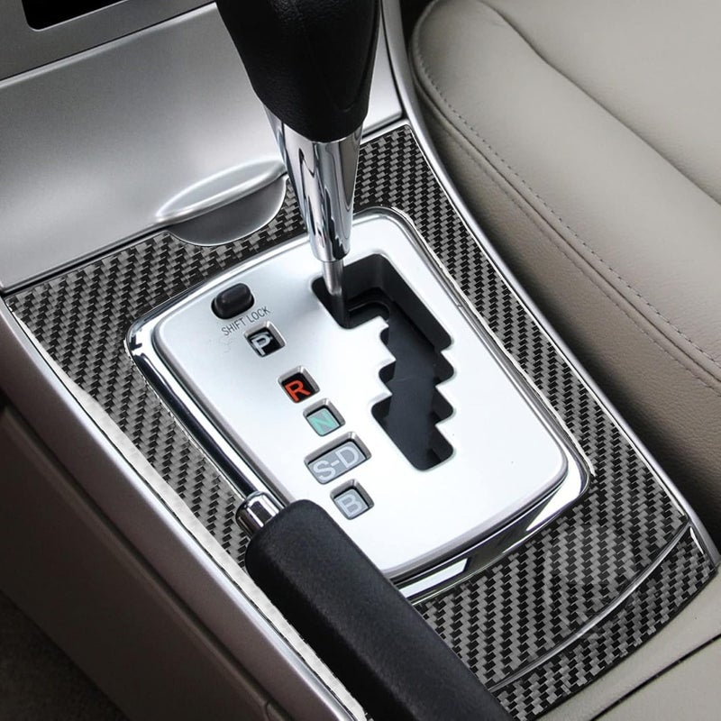 PJFUS Real Premium Carbon Fiber Car Center Console Gear Shift Outer Frame Panel Trim Sticker Auto Interior Accessories Compatible with Toyota Corolla 2009 2010 2011 2012 2013 Black - Image 3