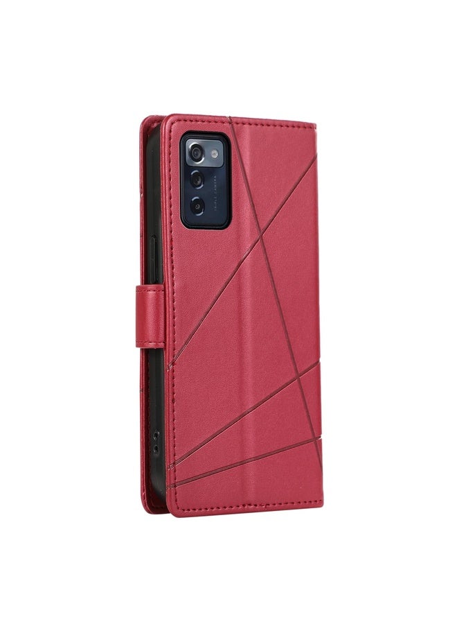 For ZTE Zmax 5G PU Genuine Leather Texture Embossed Line Phone Case(Red)