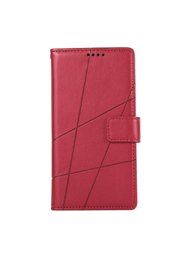 For ZTE Zmax 5G PU Genuine Leather Texture Embossed Line Phone Case(Red)